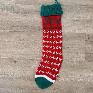 Red Knit Christmas‎ Stocking - Joy & Flowers 23”